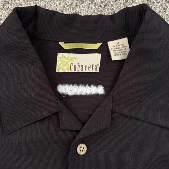 CUBAVERA Dos Equis XX Embroidered Black Shirt Pocket Size Medium NWT - Picture 4 of 13